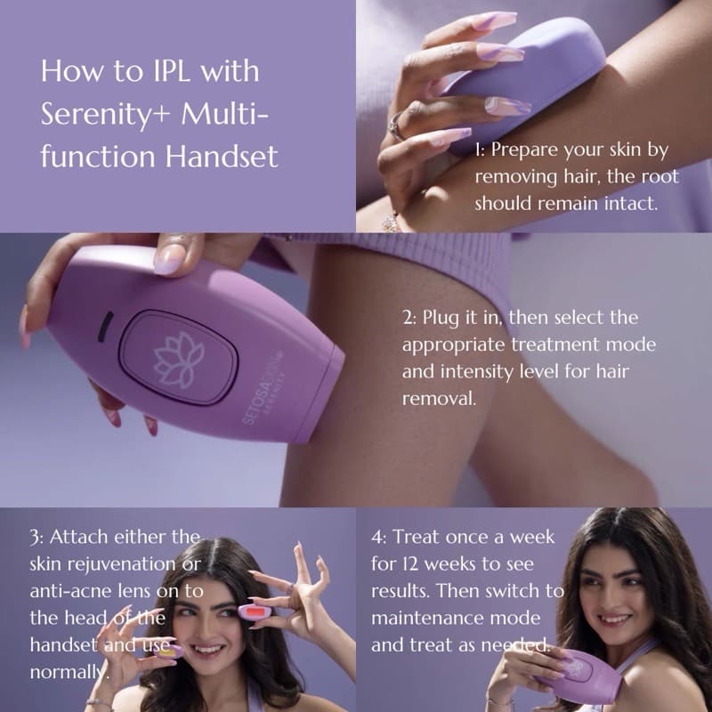 Serenity + Multifunction 3 in 1 IPL Handset (Hair Reduction, Skin Rejuvenation, Acne Removal)